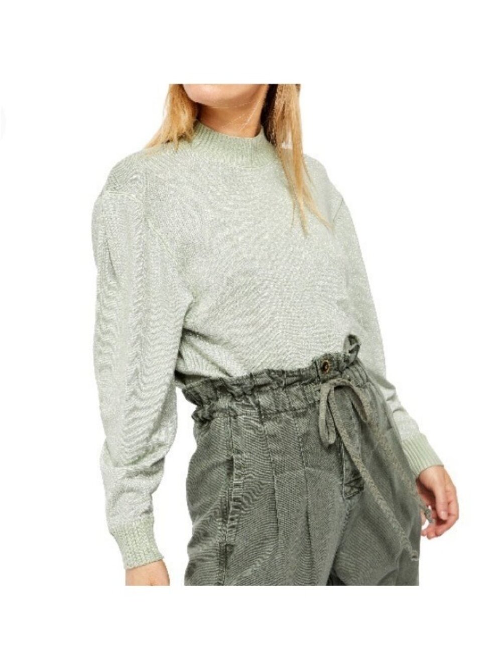 NEW Free People Starry Night Shimmer Sweater, Size XS, Shimmer Green